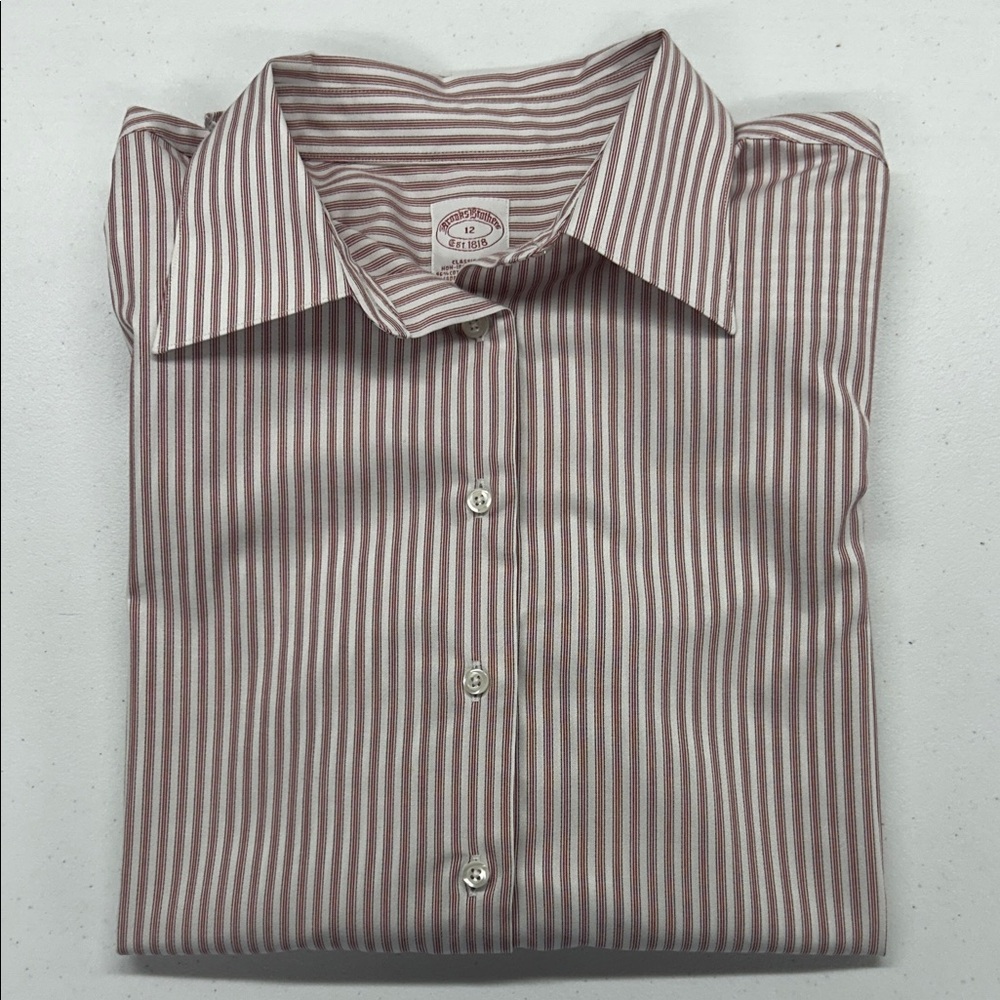 Brooks Brothers Red and White Striped Dress Shirt